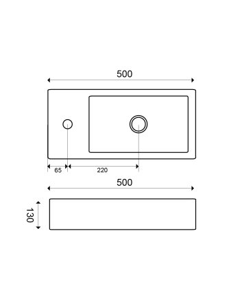 Metis rechthoekig fontein 50x25x13 wit L/R