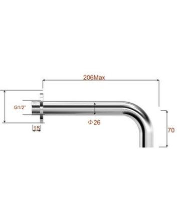 inbouw-uitloop rond 20cm 1/2'' zwart