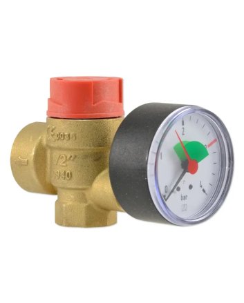 Afriso Overstortventiel 3 bar 1/2" x 3/4" met manometer Ø50 mm