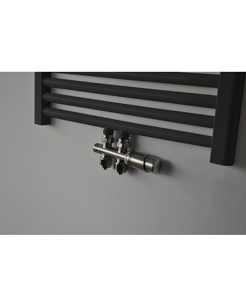 Riko Set thermostatisch onderblok recht geborsteld staal