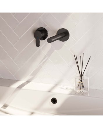 BRAUER Black Edition inbouw wastafelmengkraan met rechte uitloop en rozetten model D2 mat zwart