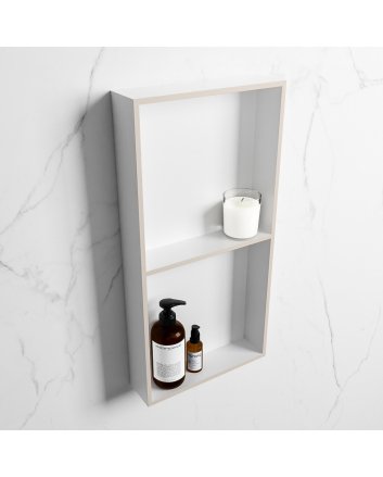 Mondiaz Easy Nis 59,5x29,5cm in solid surface kleur Linen | Talc. 2 vakken geschikt voor in- of opbouw