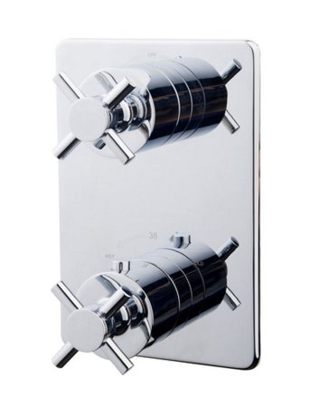 Cross afbouwdeel inbouwthermostaat 2 weg chroom