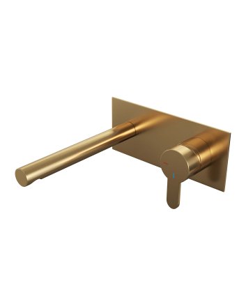 BRAUER Gold Edition inbouw wastafelmengkraan met rechte uitloop en afdekplaat model D1 goud geborsteld PVD