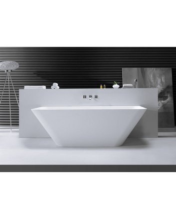 Wiesbaden Inge Solid surface half vrijstaand bad 180x84x57 cm mat wit