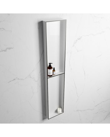 Mondiaz Easy Nis 89,5x29,5cm in solid surface kleur Urban | Talc. 2 vakken geschikt voor in- of opbouw