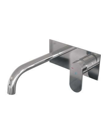 BRAUER Chrome Edition inbouw wastafelmengkraan met gebogen uitloop en afdekplaat model C1 chroom