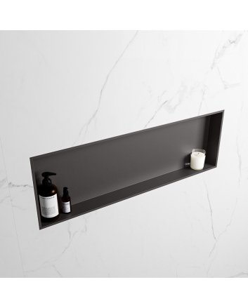 Mondiaz Easy Nis 89,5x29,5cm in solid surface kleur DarkGrey | DarkGrey. 1 vak  geschikt voor in- of opbouw