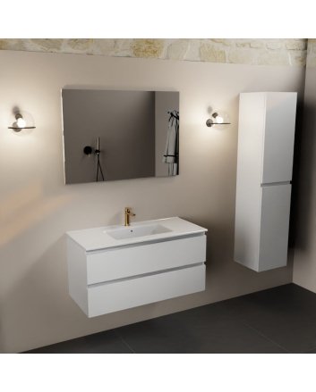 Mondiaz Aivy 100cm badmeubel Talc, wastafel glanzend wit keramiek midden 1 kraangat