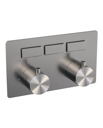 BRAUER Brushed Edition 3-weg inbouwthermostaat met drukknoppen met in- en afbouwdelen RVS geborsteld PVD