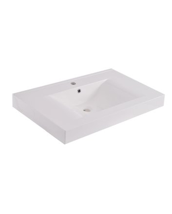 Wiesbaden Tigris wastafel enkel met 1 kraangat 80x46x8 cm kunstmarmer glans wit