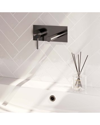 BRAUER Gunmetal Edition inbouw wastafelmengkraan met rechte uitloop en afdekplaat model A2 gunmetal geborsteld PVD