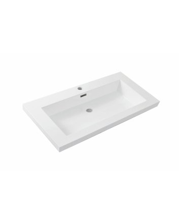 Wiesbaden Vision wastafel enkel met 1 kraangat 80x46x5,5 cm kunstmarmer glans wit
