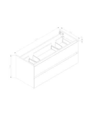 Sani DeLuxe Infinity onderkast korpus en front in het verstek met greeplijst in korpus kleur 120 Hoogglans Wit