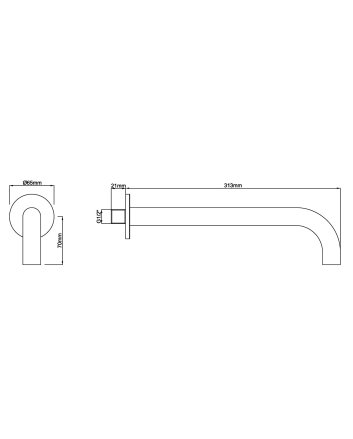 inbouw-uitloop rond 30cm 1/2''  gunmetal