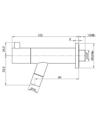 Amador fonteinkraan met muurbevestiging Kiwa 1/2'' chroom