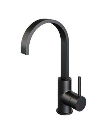 BRAUER Black Edition hoge opbouw wastafelmengkraan met draaibare platte uitloop model A mat zwart