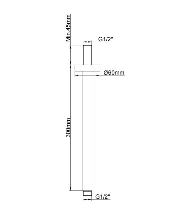 Caral douchearm met plafondbevestiging 30 cm geborsteld messing