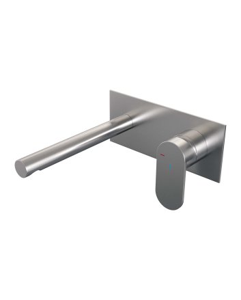 BRAUER Brushed Edition inbouw wastafelmengkraan met rechte uitloop en afdekplaat model C1 RVS geborsteld PVD