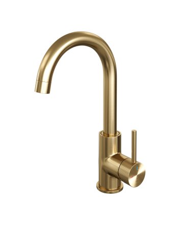 BRAUER Gold Carving hoge opbouw wastafelmengkraan met draaibare ronde uitloop model A goud geborsteld PVD