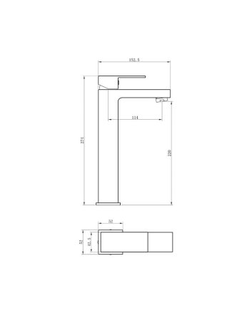 Sani DeLuxe Wastafelmengkraan opbouw hoog vierkant Chroom