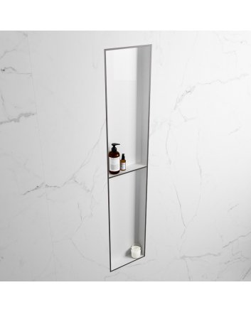 Mondiaz Easy Nis 89,5x29,5cm in solid surface kleur DarkGrey | Talc. 2 vakken geschikt voor in- of opbouw