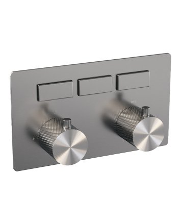 BRAUER Brushed Carving 3-weg inbouwthermostaat met drukknoppen met in- en afbouwdelen RVS geborsteld PVD