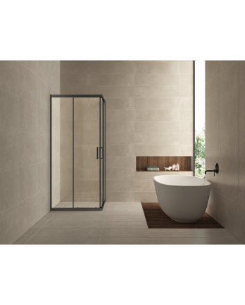 Skyline hoekinstap cabine met 2 schuifdeuren 1000 x 1000 x 2000 x 8 mm nano helder glas/mat zwart