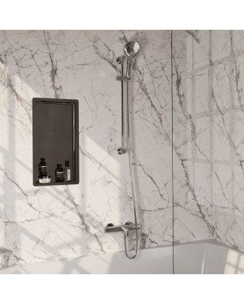 BRAUER Chrome Edition opbouw baddouche thermostaatkraan SET 02 met glijstang en 3-standen handdouche en doucheslang chroom