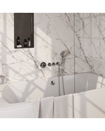 BRAUER Chrome Carving thermostatische inbouw badkraan SET 02 met badvulcombinatie en 3-standen handdouche en doucheslang en wandaansluitbocht chroom
