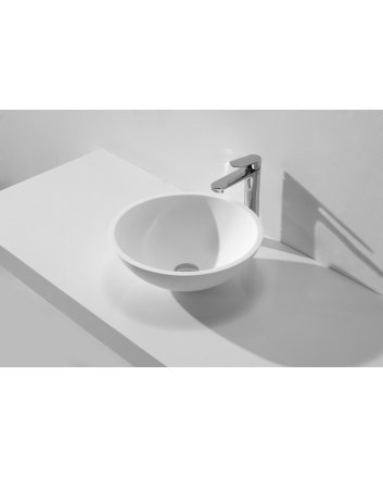 Wiesbaden Valerie waskom rond 43x13 cm solid surface mat wit