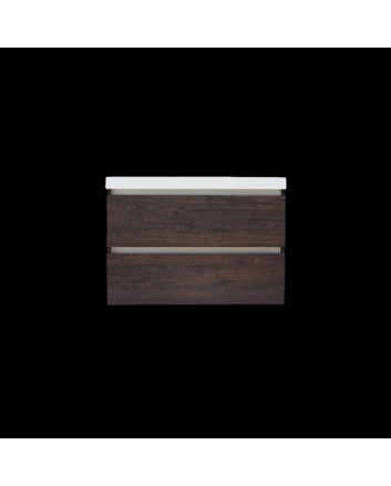 Sani DeLuxe Trendline basic onderkast met greeplijst aluminium 80 brown oak