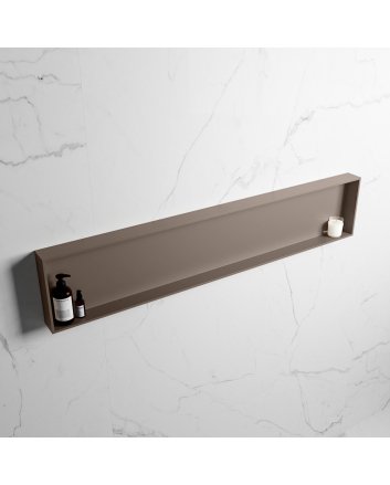 Mondiaz Easy Nis 149,5x29,5cm in solid surface kleur Smoke | Smoke. 1 vak geschikt voor in- of opbouw