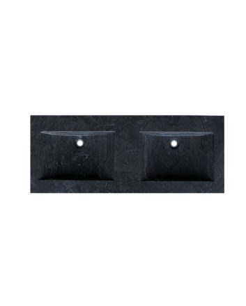 Sani DeLuxe Wastafel Trend Stone natuursteen 120 dubbele wasbak, met twee kraangaten