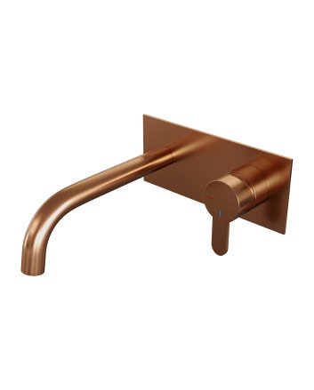 BRAUER Copper Edition inbouw wastafelmengkraan met gebogen uitloop en afdekplaat model D1 koper geborsteld PVD