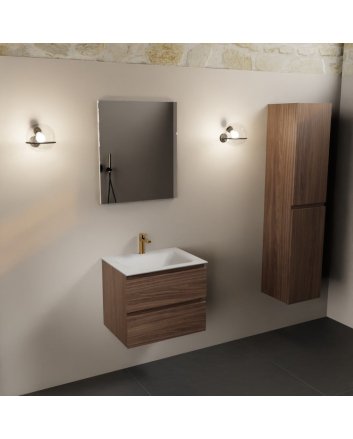 Mondiaz Aivy 60cm badmeubel Mocha, wastafel Talc solid surface midden 1 kraangat