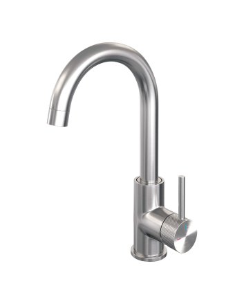 BRAUER Brushed Carving hoge opbouw wastafelmengkraan met draaibare ronde uitloop model A RVS geborsteld PVD