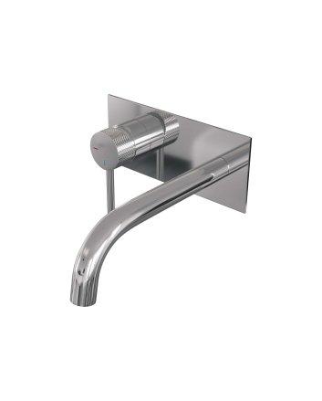BRAUER Chrome Carving inbouw wastafelmengkraan met gebogen uitloop en afdekplaat model A2 chroom