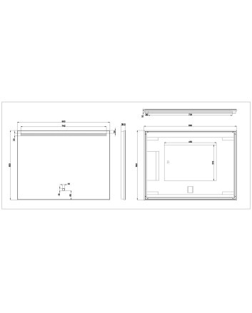 Ambi one spiegel rechthoek met LED, dimbaar en spiegelverwarming 80 x 60 cm