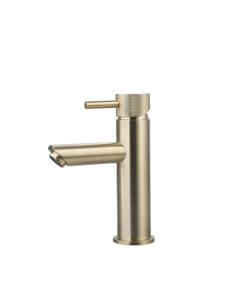 Sani DeLuxe Wastafelmengkraan opbouw Mia Goud Geborsteld met geribbeld knop