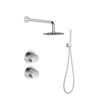 Sani DeLuxe Doucheset inbouw met box thermostaat, muurbevestiging / afwerkringen / douchekop 30 cm rond Chroom