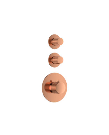 Sani DeLuxe Doucheset inbouw deluxe met box thermostaat, muurbevestiging / douchekop 25 cm rond Brons met geribbeld knop