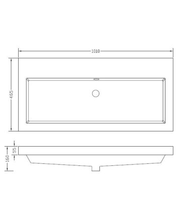 Wiesbaden Vision wastafel enkel zonder kraangat 100x46x5,5 cm kunstmarmer glans wit