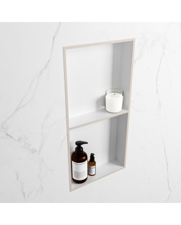 Mondiaz Easy Nis 59,5x29,5cm in solid surface kleur Linen | Talc. 2 vakken geschikt voor in- of opbouw