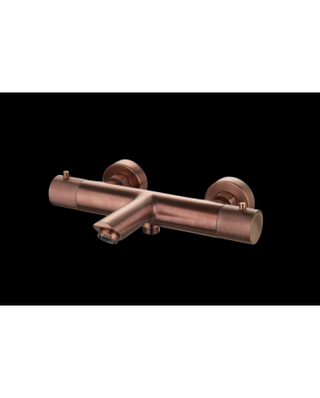 Sani DeLuxe Badmengkraan opbouw thermostatisch rond Brons met geribbeld knop