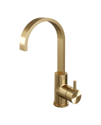BRAUER Gold Edition hoge opbouw wastafelmengkraan met draaibare platte uitloop model B goud geborsteld PVD