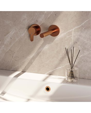 BRAUER Copper Edition inbouw wastafelmengkraan met rechte uitloop en rozetten model D2 koper geborsteld PVD