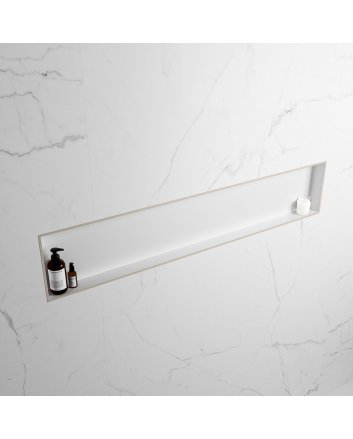 Mondiaz Easy Nis 149,5x29,5cm in solid surface kleur Linen | Talc. 1 vak  geschikt voor in- of opbouw