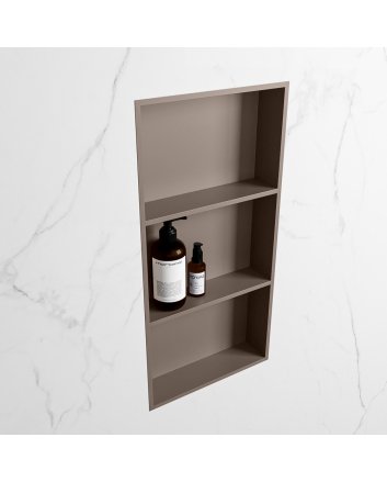 Mondiaz Easy Nis 59,5x29,5cm in solid surface kleur Smoke | Smoke. 3 vakken  geschikt voor in- of opbouw