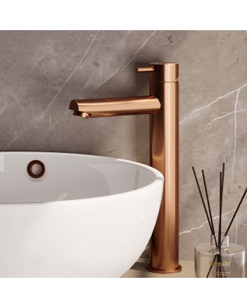 BRAUER Copper Edition verhoogde opbouw wastafelmengkraan model B koper geborsteld PVD